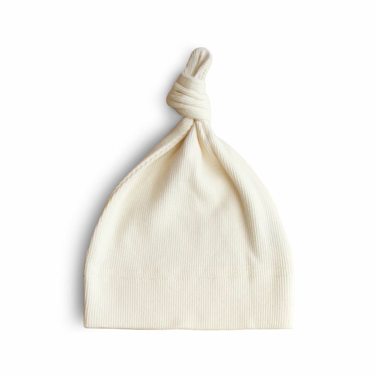 Bonnet de naissance à nœud en coton bio ivoire Mushie