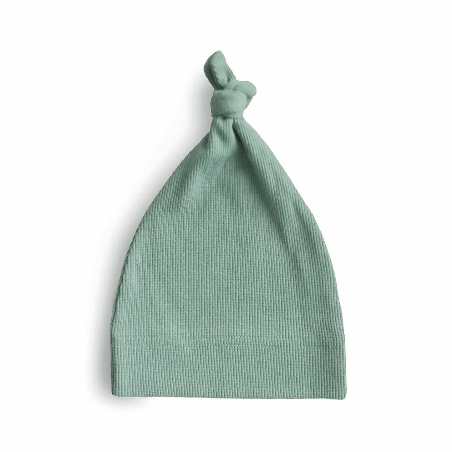 Bonnet de naissance à nœud en coton bio vert Mushie