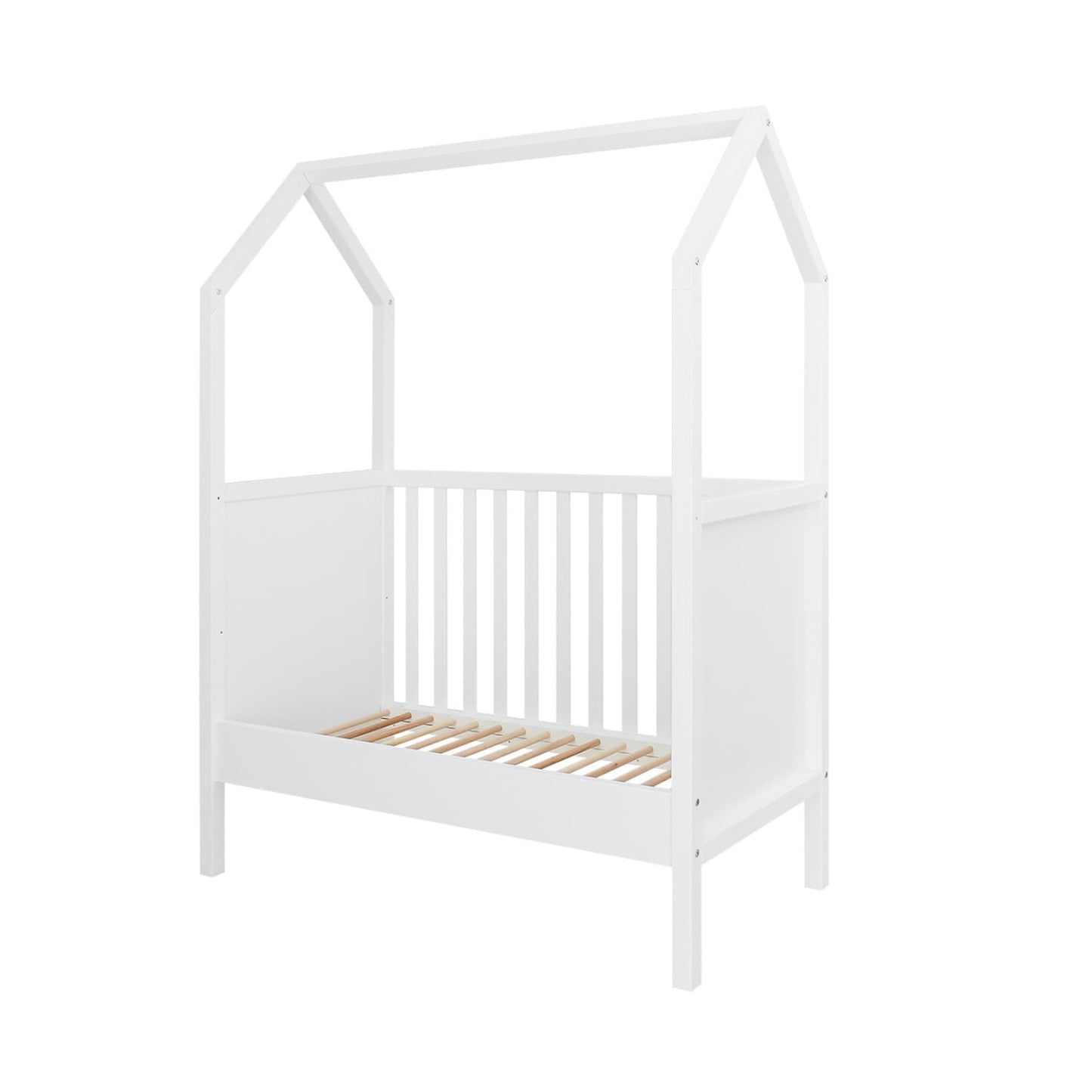lit bébé cabane évolutif 60x120 cm blanc avec sommier à hauteur ajustable