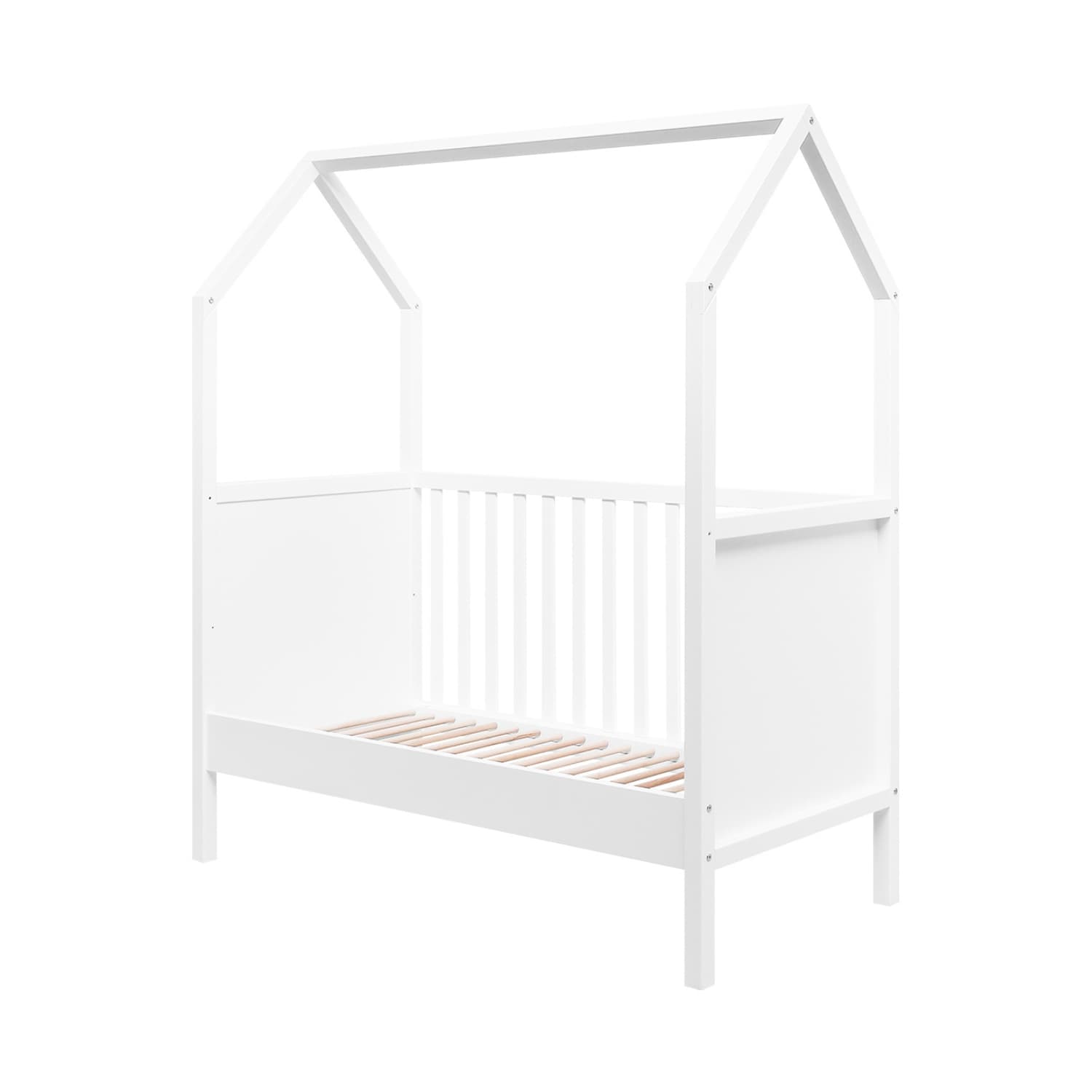 lit bébé cabane évolutif 70x140 cm blanc avec sommier à hauteur ajustable