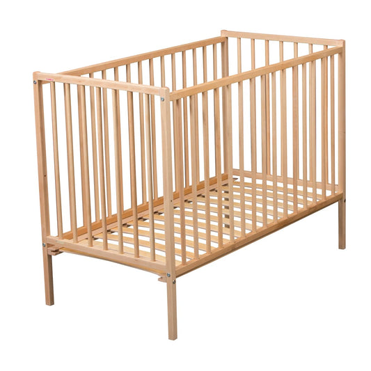 lit bébé à barreaux 60x120 cm en bois naturel finition vernis combelle