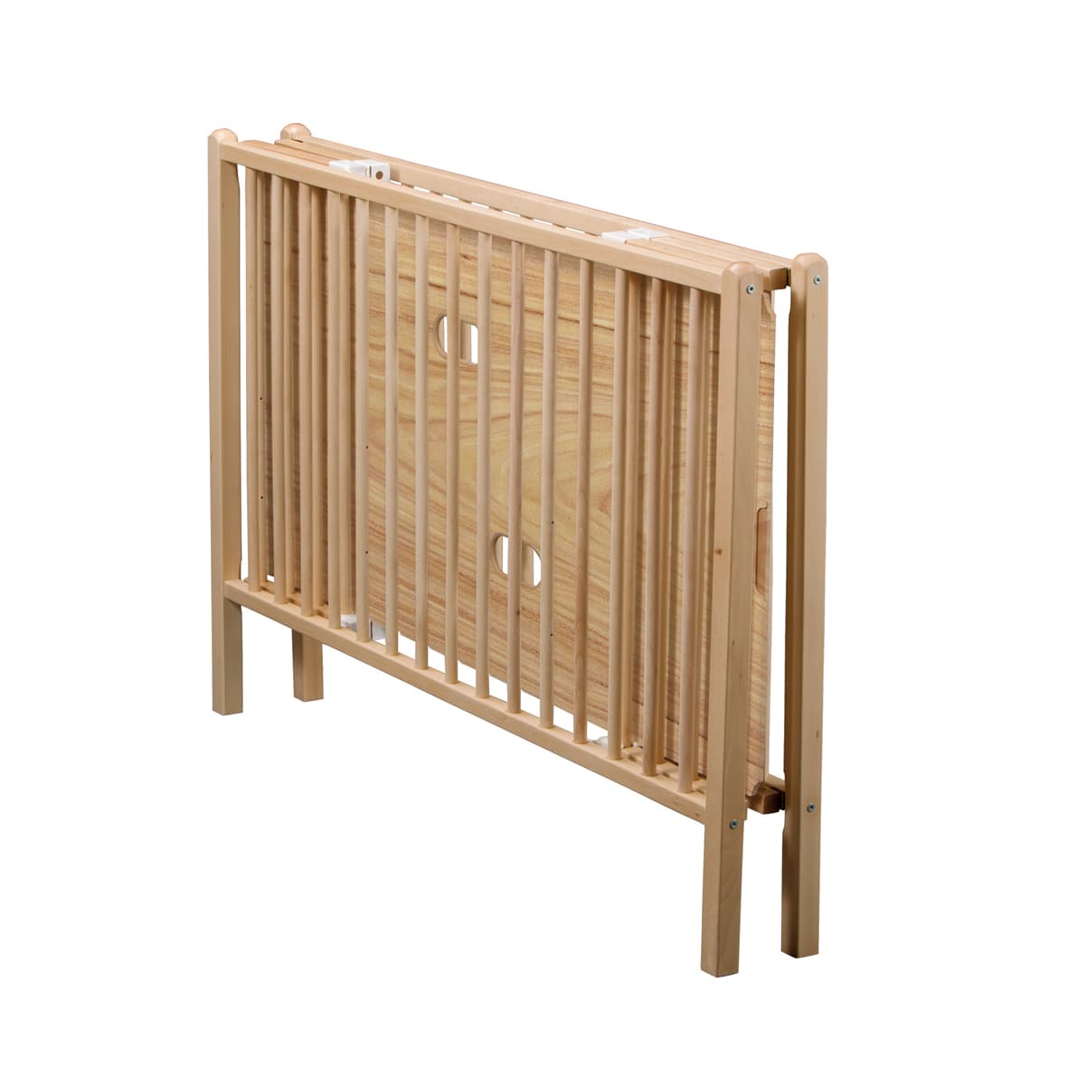 lit bébé à barreaux 60x120 cm pliant en bois naturel finition vernis combelle plié