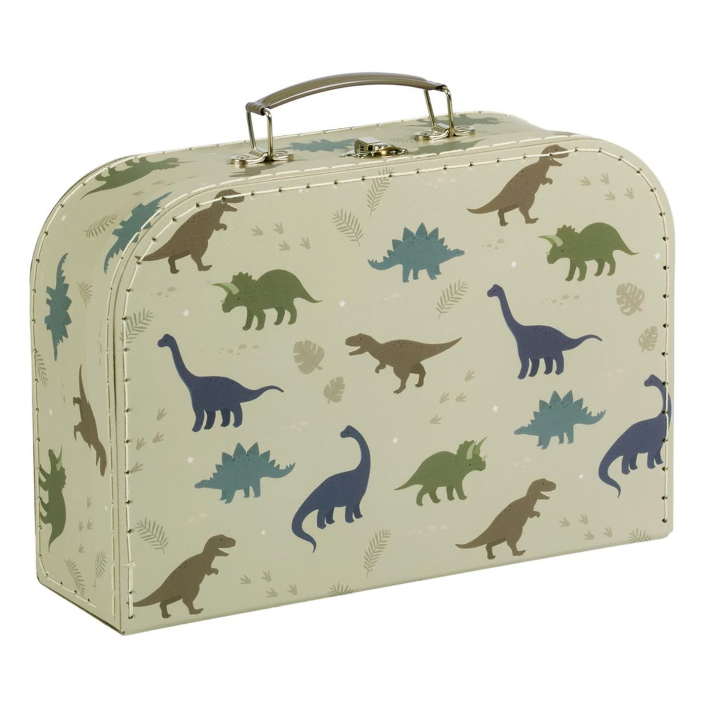 valisette en carton pour rangement chambre bebe et enfant motif dinosaures marque A Little Lovely Company
