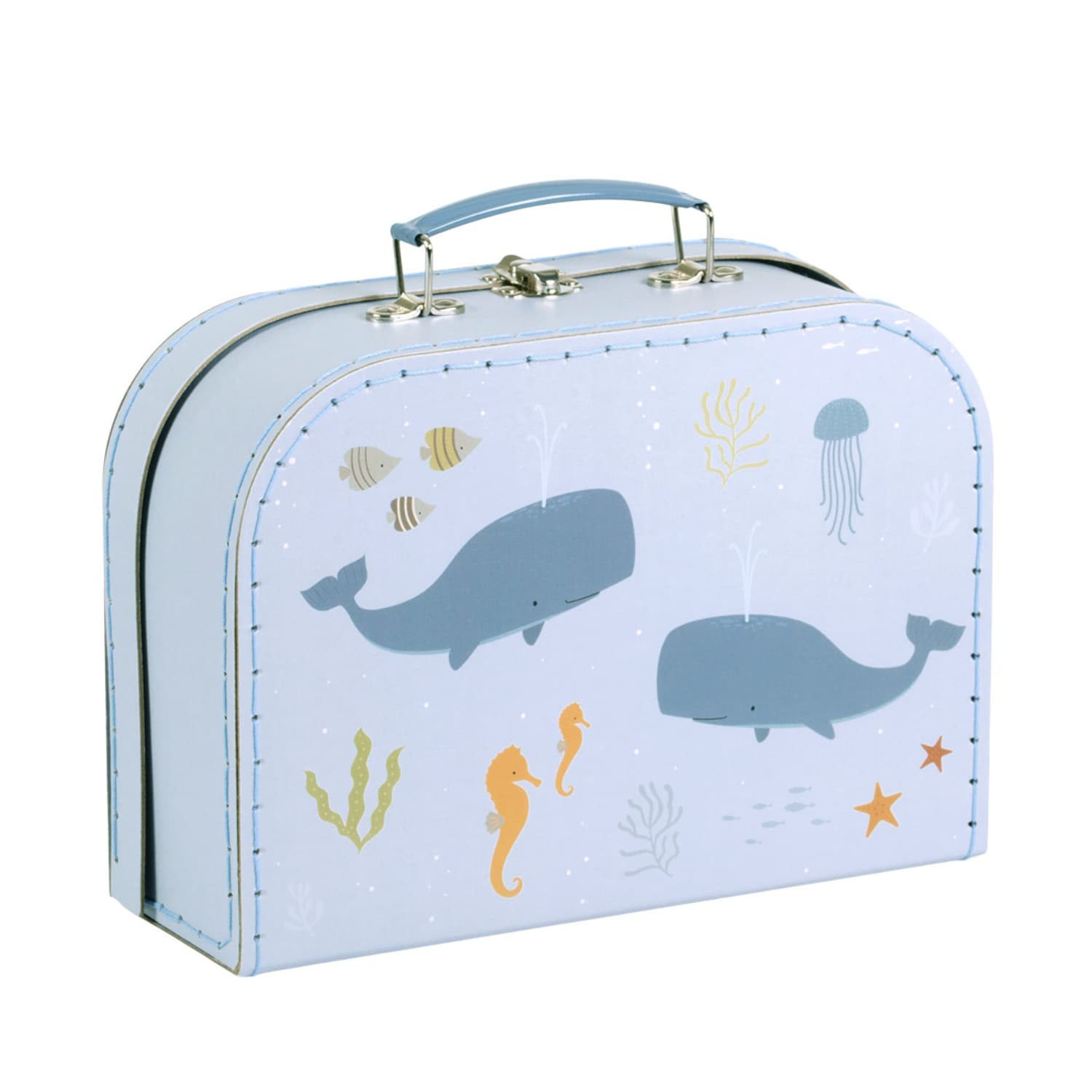 valisette en carton pour rangement chambre bebe et enfant motif océan marque A Little Lovely Company